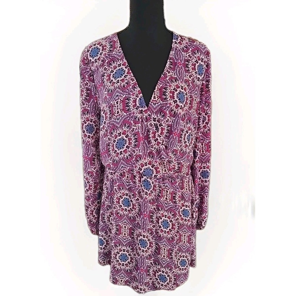 Leyden Liberty Floral Wrap Mini Dress Cottagecore Preppy Women's M